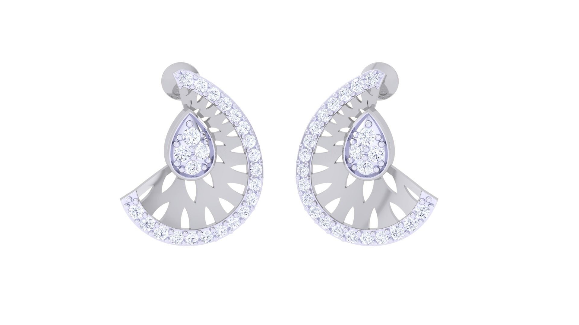 High Jewelry Pendant Earrings Set 3dm stl obj mtl gltf glb 3D print model_2