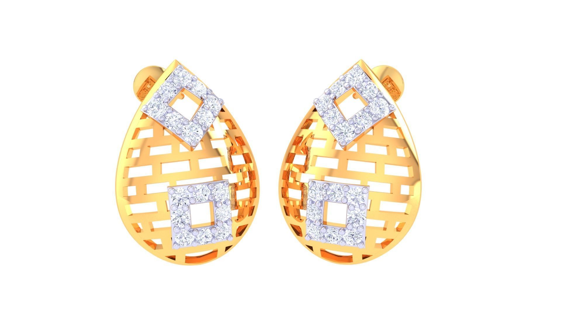 High Jewelry Pendant Earrings Set 3dm stl obj mtl gltf glb 3D print model_2