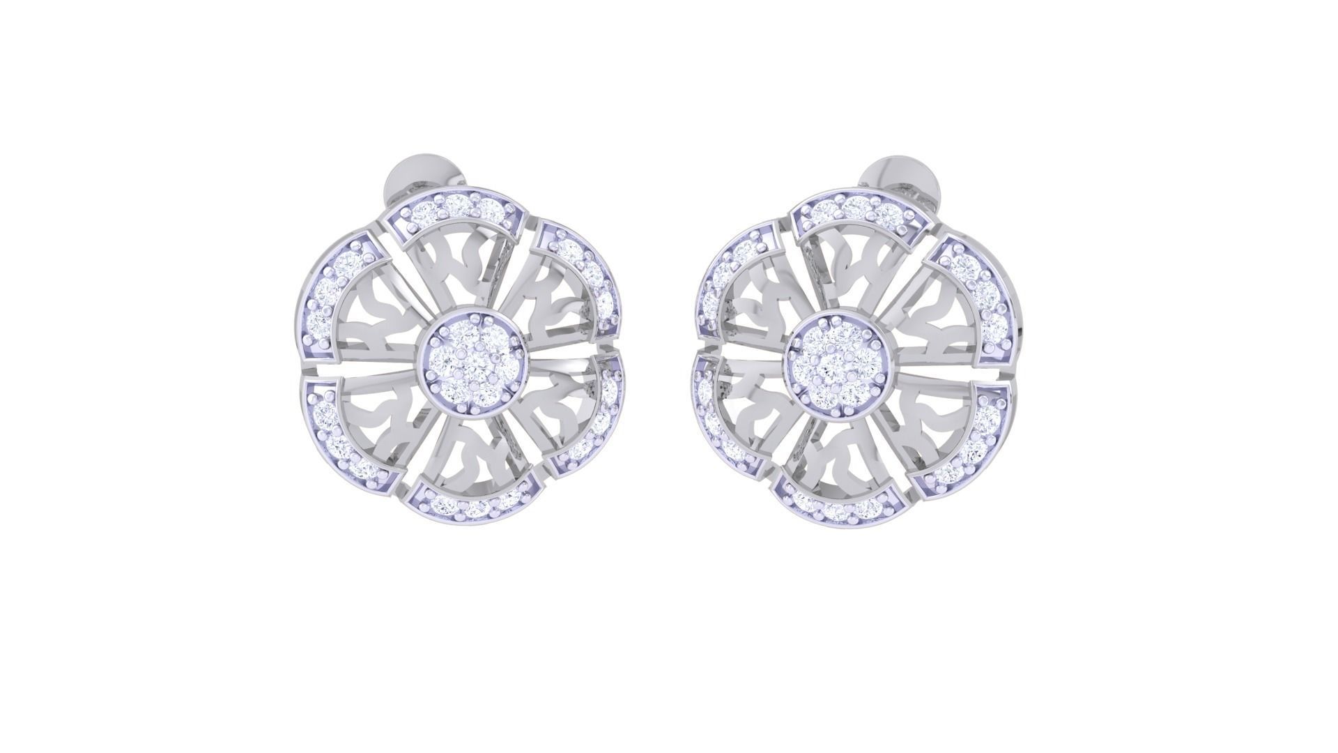 High Jewelry Pendant Earrings Set 3dm stl obj mtl gltf glb 3D print model_2