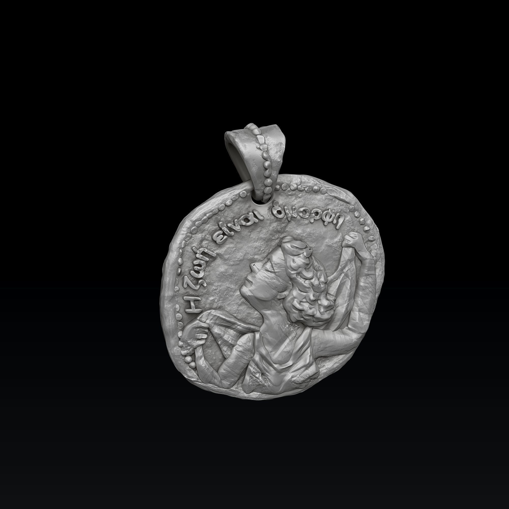 Old Coin Pendant 3D print model_1