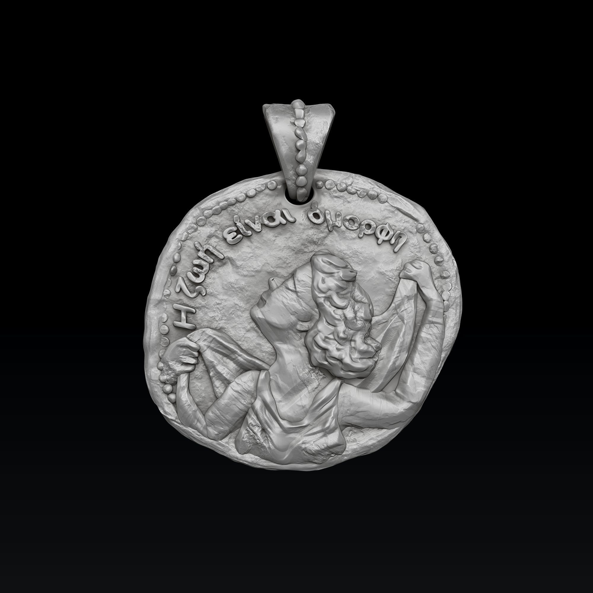 Old Coin Pendant 3D print model_3