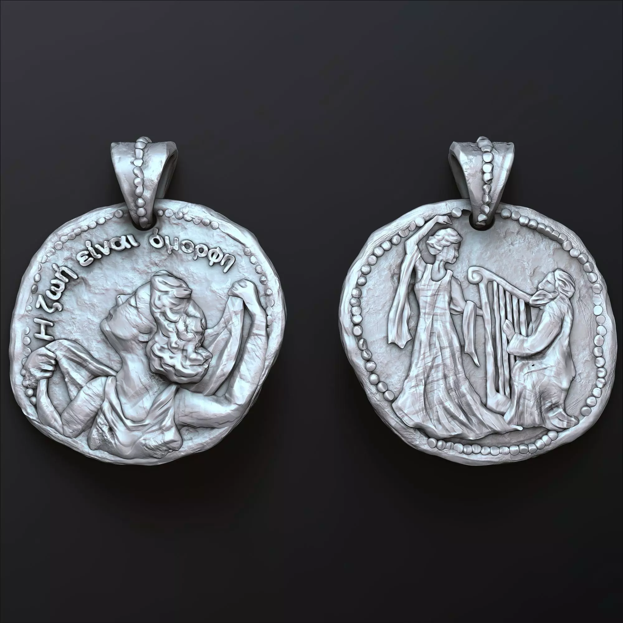 Old Coin Pendant 3D print model_0