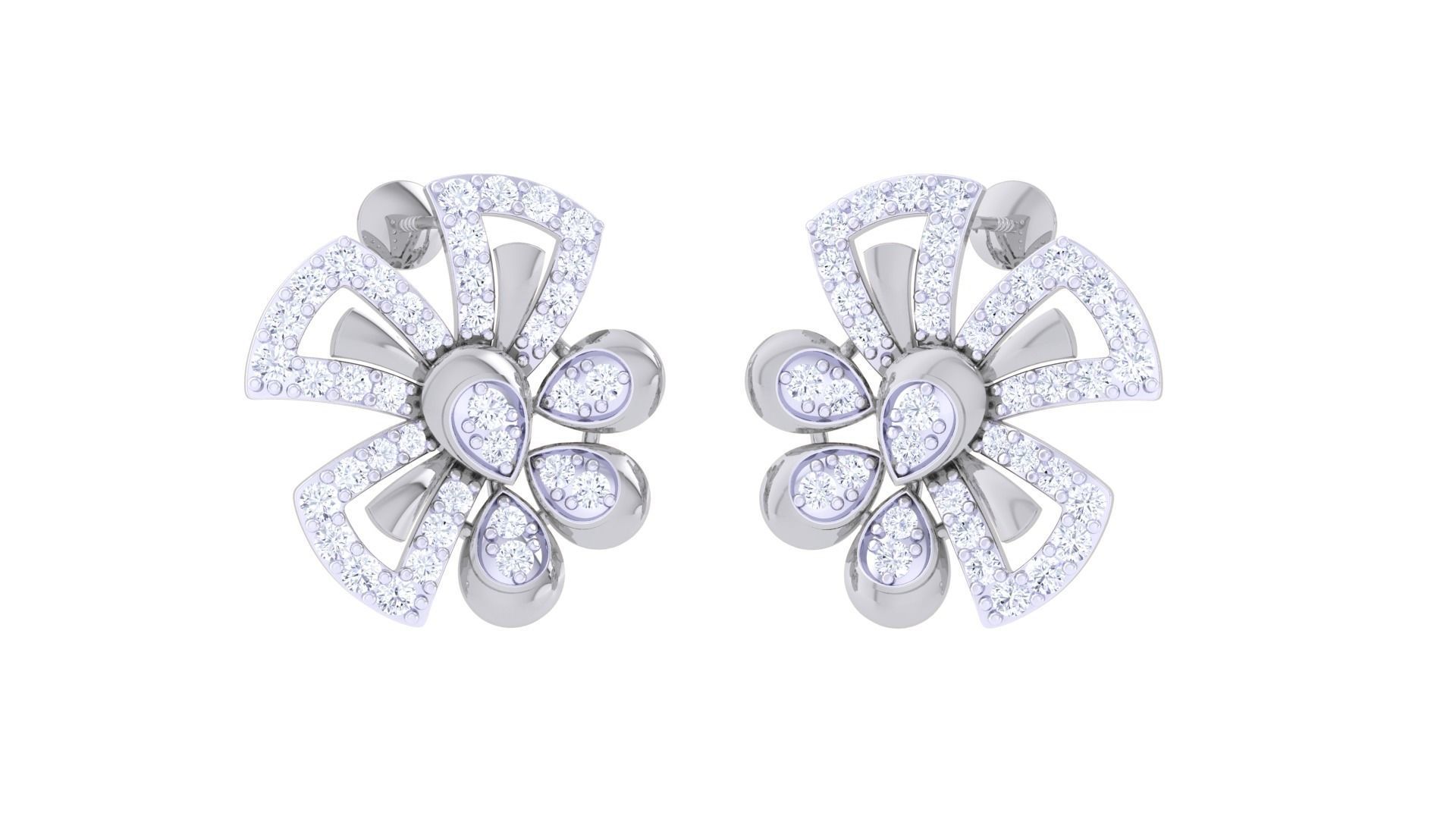 High Jewelry Pendant Earrings Set 3dm stl obj mtl gltf glb 3D print model_3