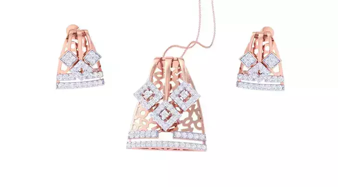 High Jewelry Pendant Earrings Set 3dm stl obj mtl gltf glb