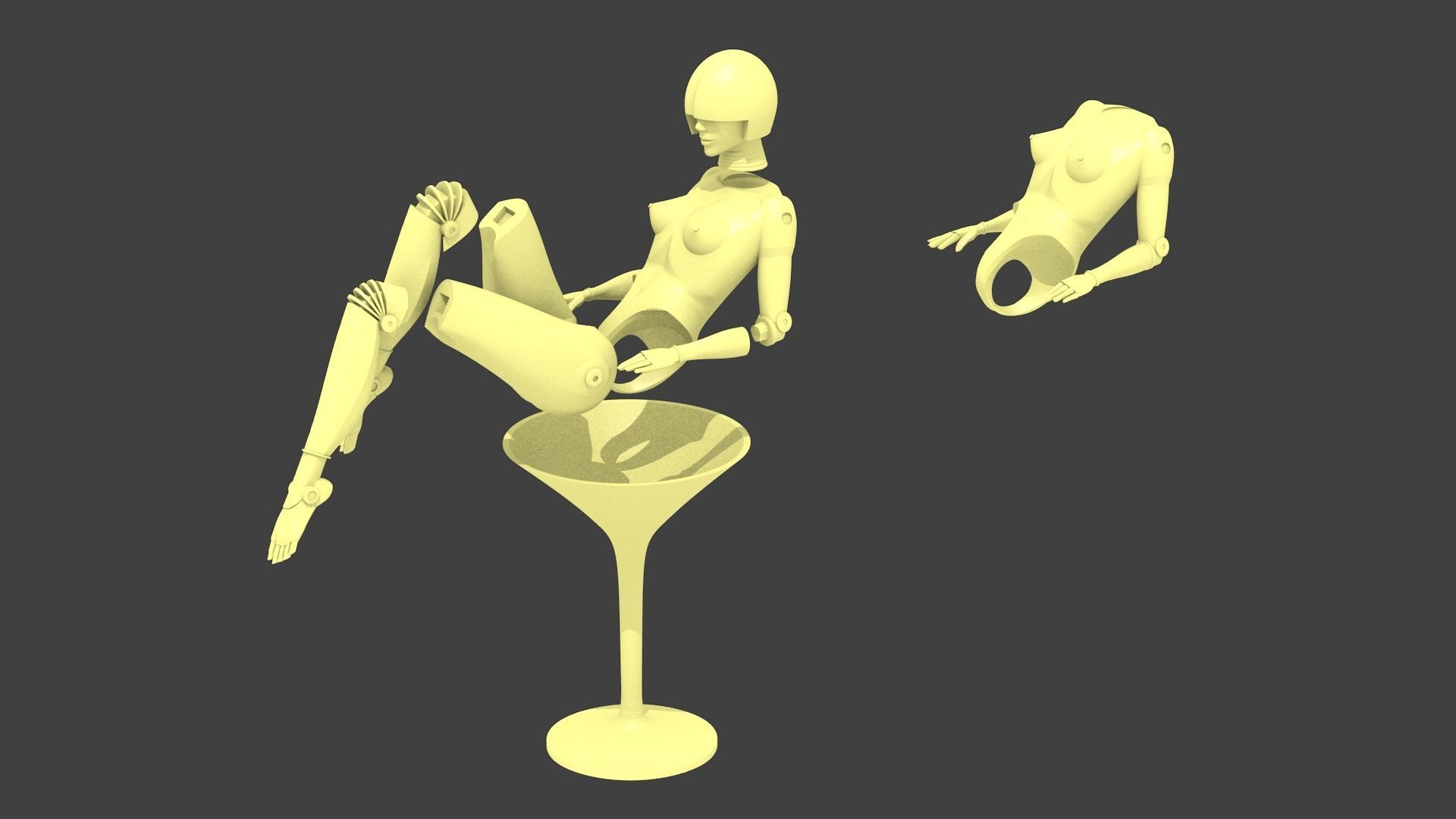 sexy robot Sci-fi Robotic 3D print model_6