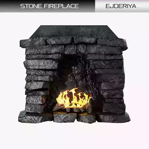 Stone Fireplace Low-poly 3D model