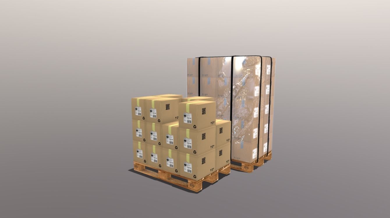 Pallet whit boxes 3D model_1