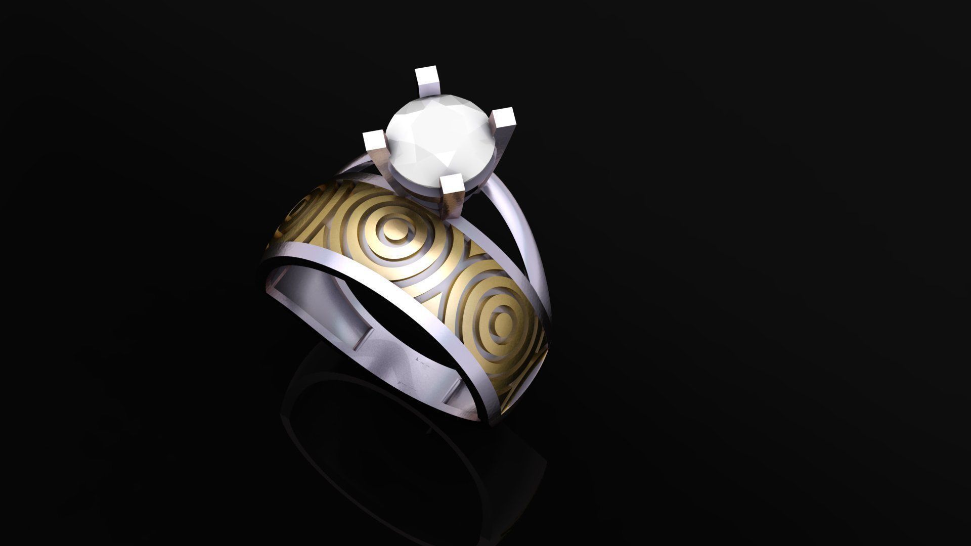 twin ring 3D print model_24