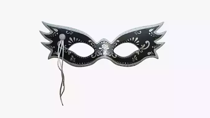 Carnival Mask B01 Black Silver - Costume Character Design Low-poly 3D model