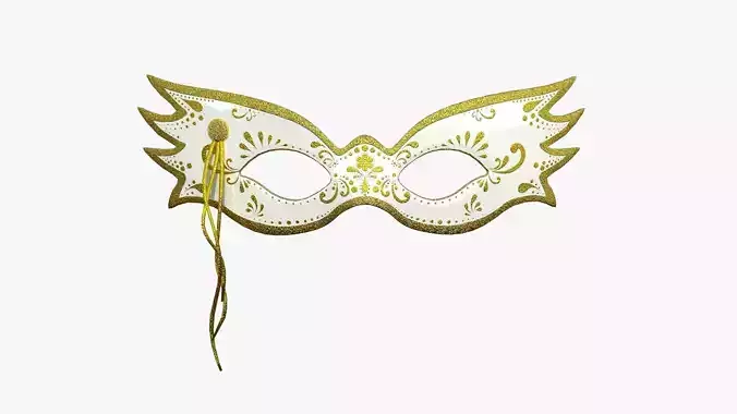 Carnival Mask B02 White Gold - Costume Character Design Low-poly 3D model