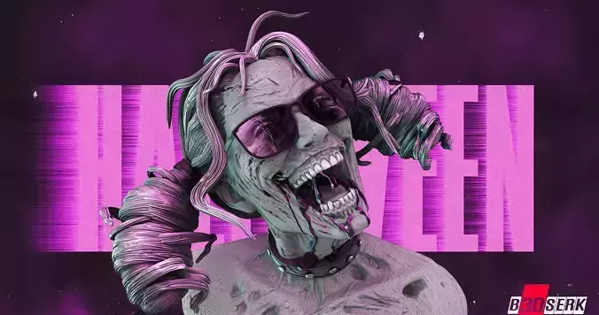 B3DSERK Harley Queen Zombie Bust Tested for 3D printing