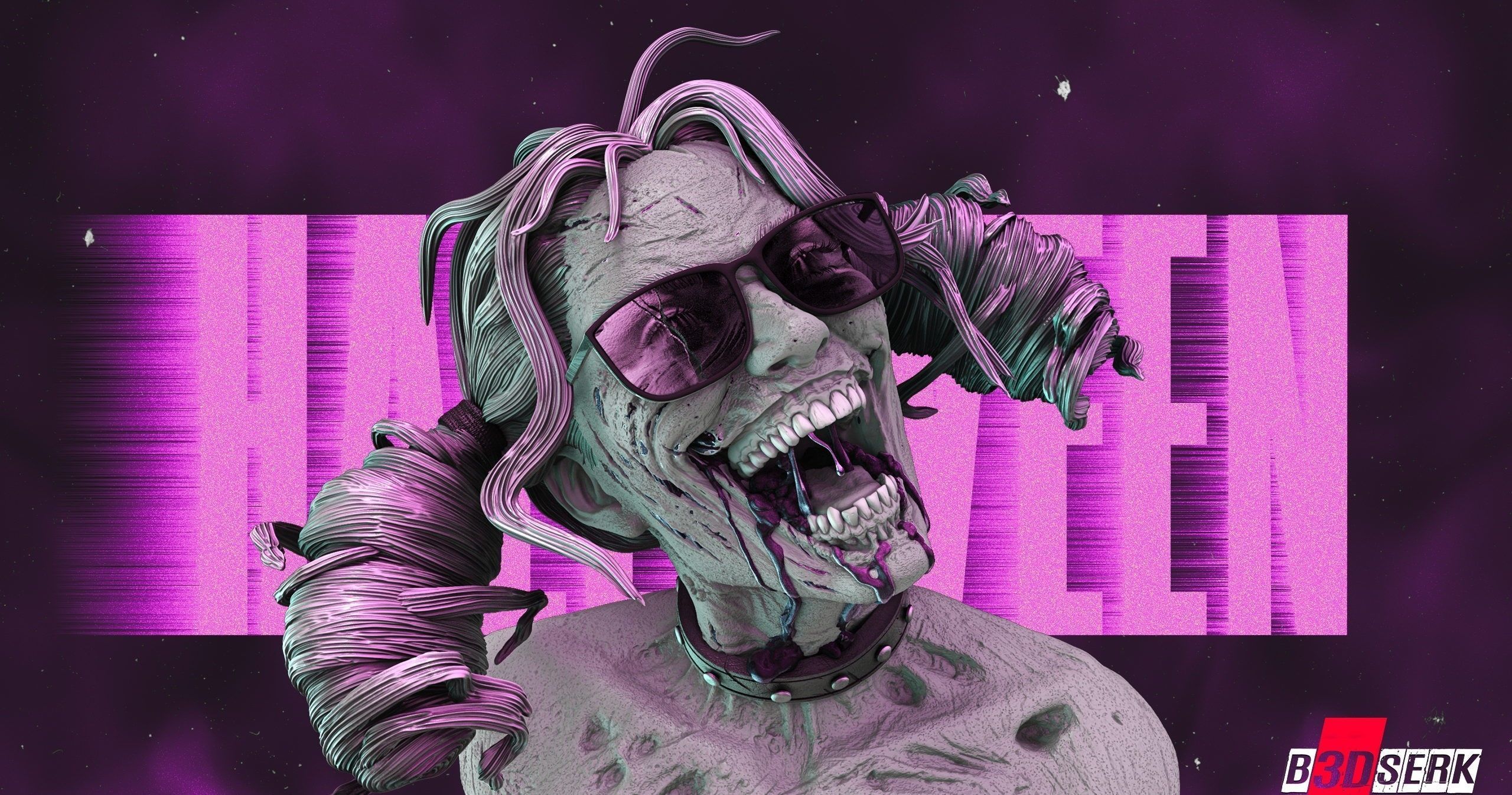 B3DSERK Harley Queen Zombie Bust Tested for 3D printing 3D print model_3