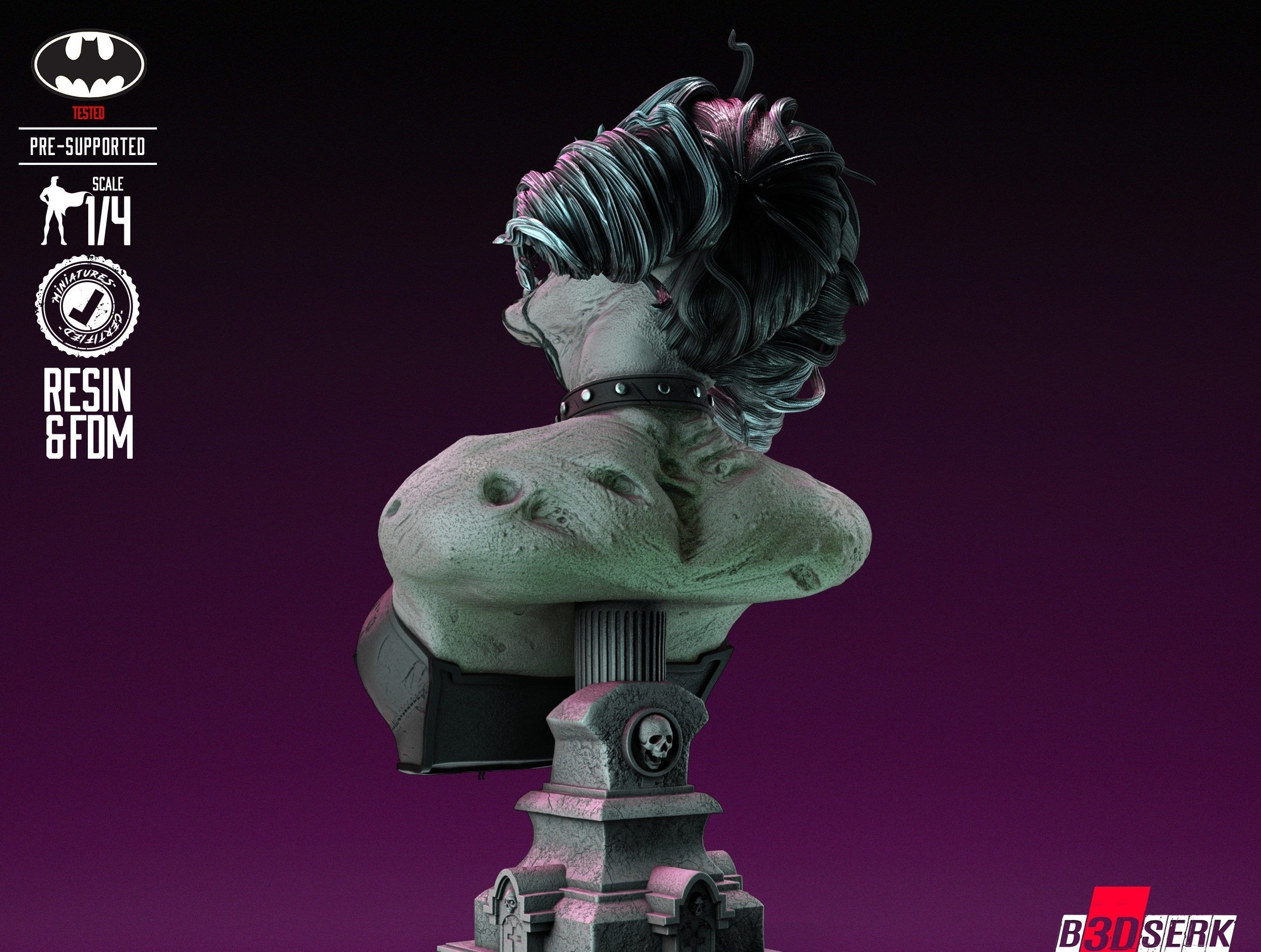 B3DSERK Harley Queen Zombie Bust Tested for 3D printing 3D print model_18