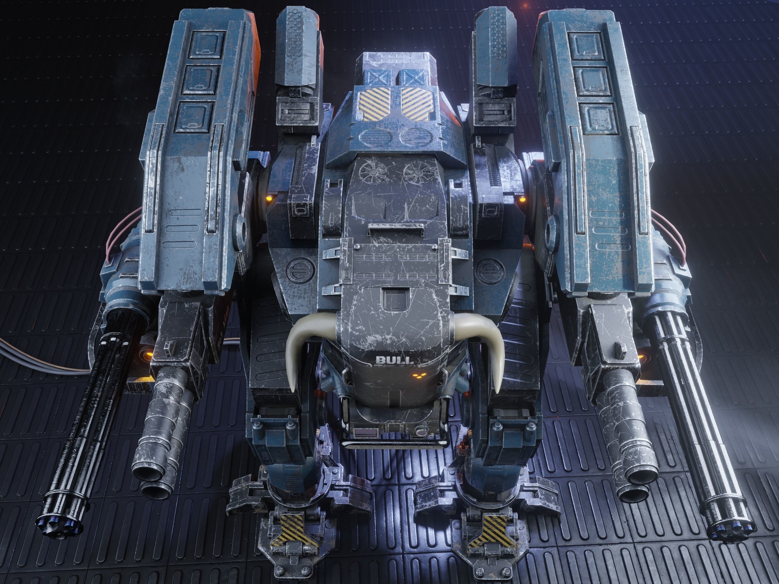 Realistic Mech in military style Low-poly 3D model_3