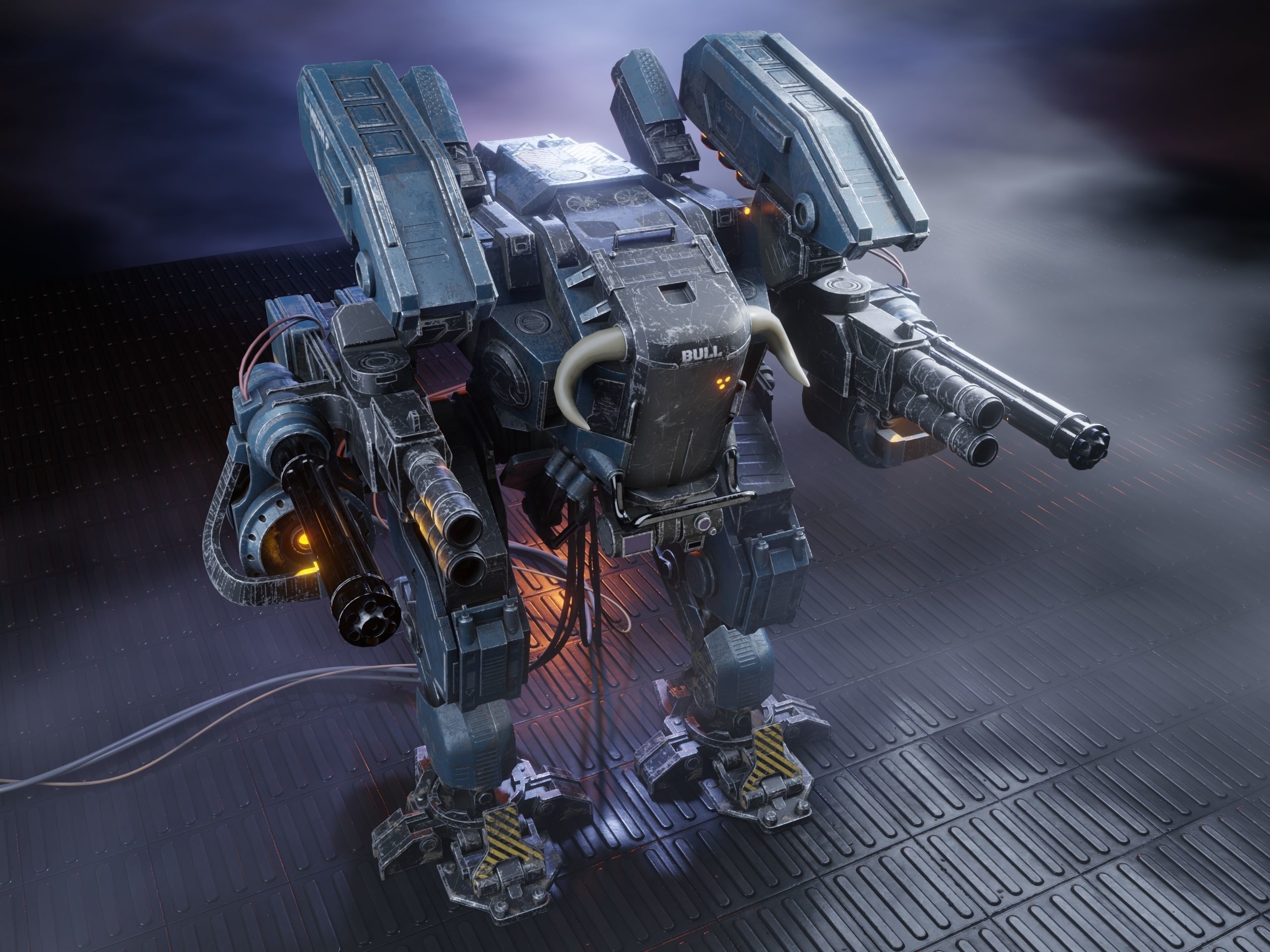 Realistic Mech in military style Low-poly 3D model_22