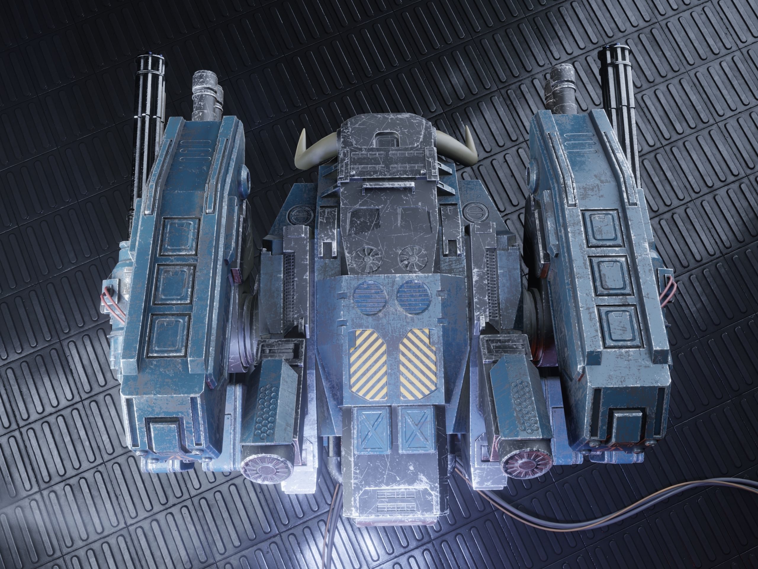 Realistic Mech in military style Low-poly 3D model_16