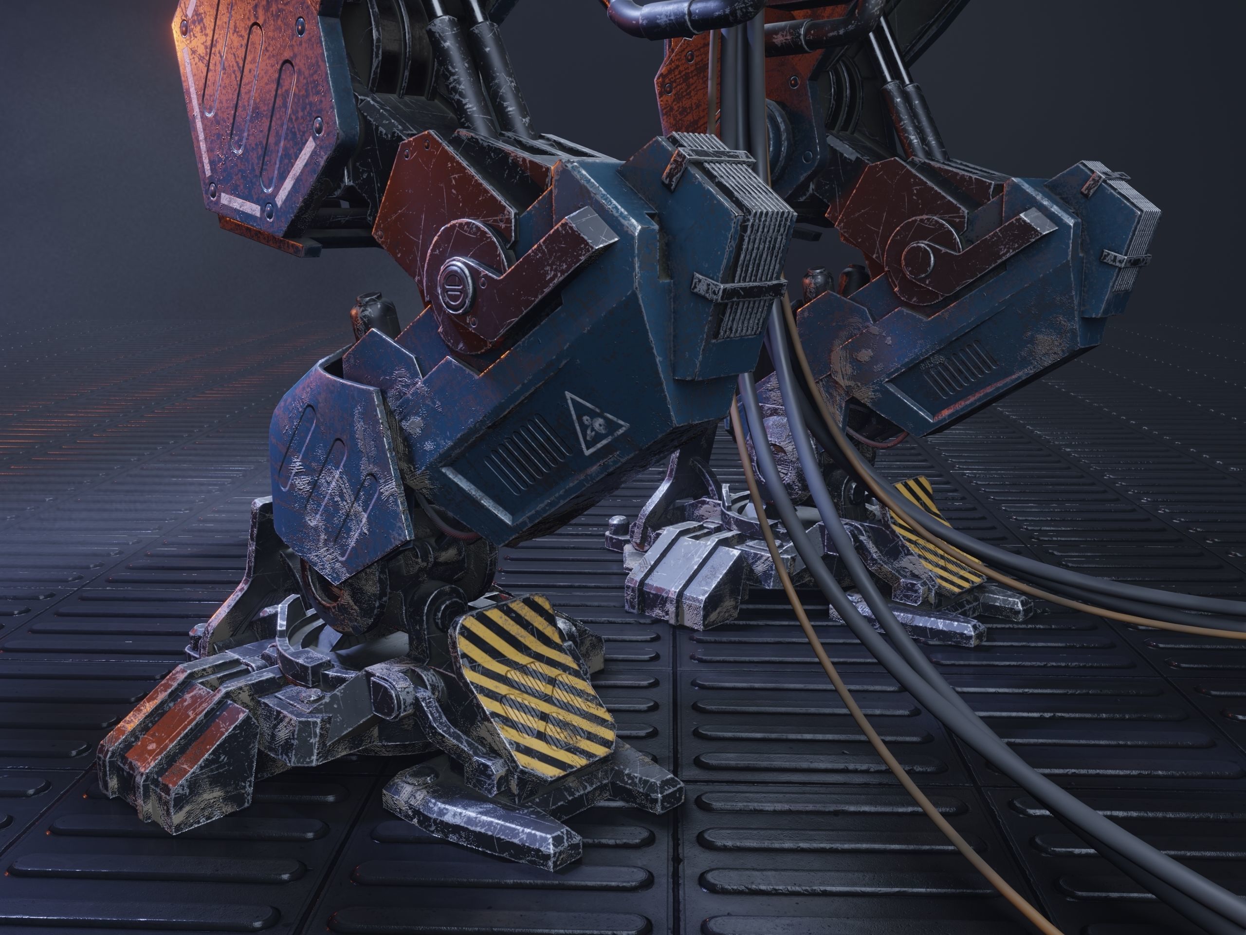 Realistic Mech in military style Low-poly 3D model_17