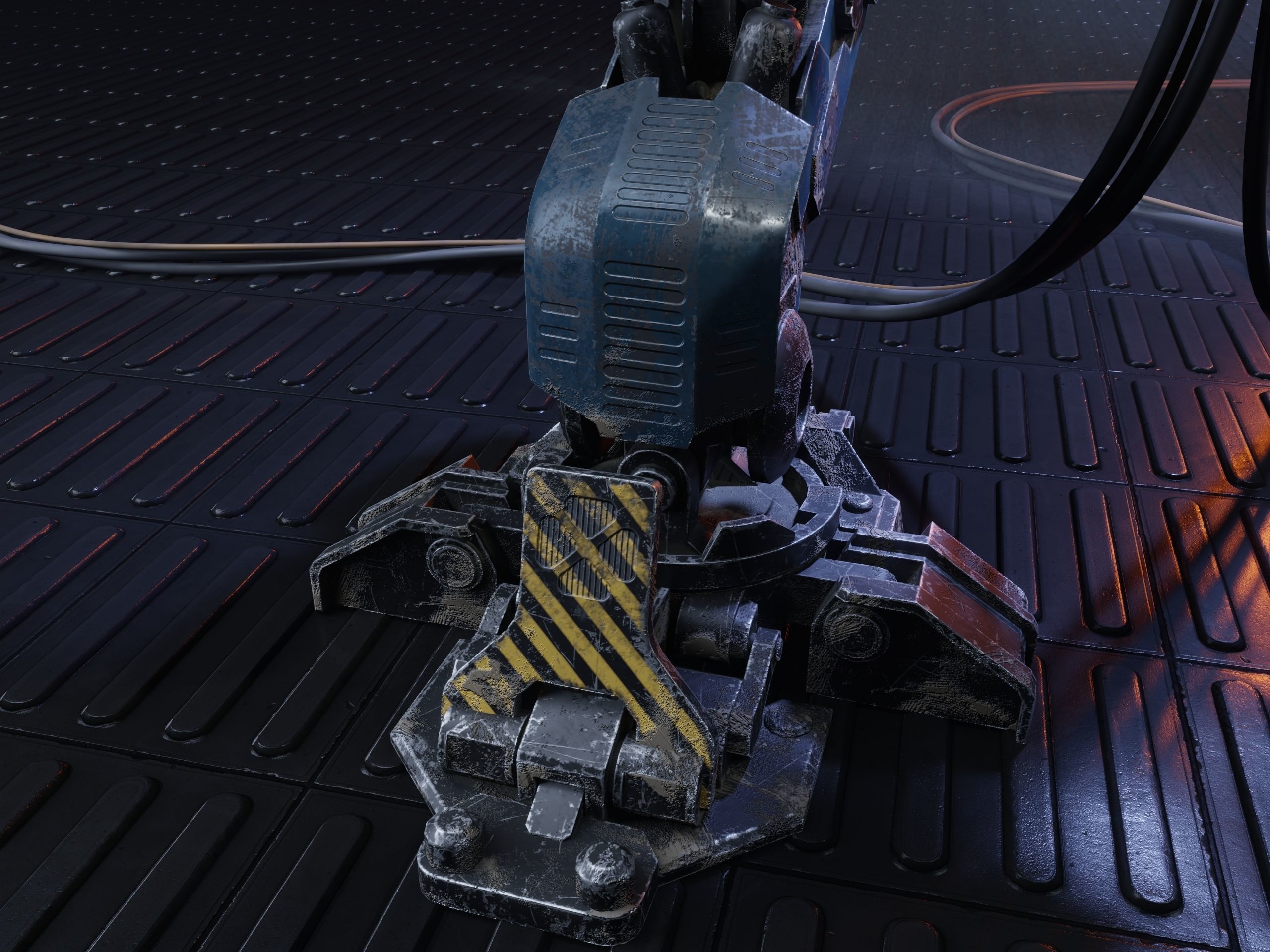 Realistic Mech in military style Low-poly 3D model_4