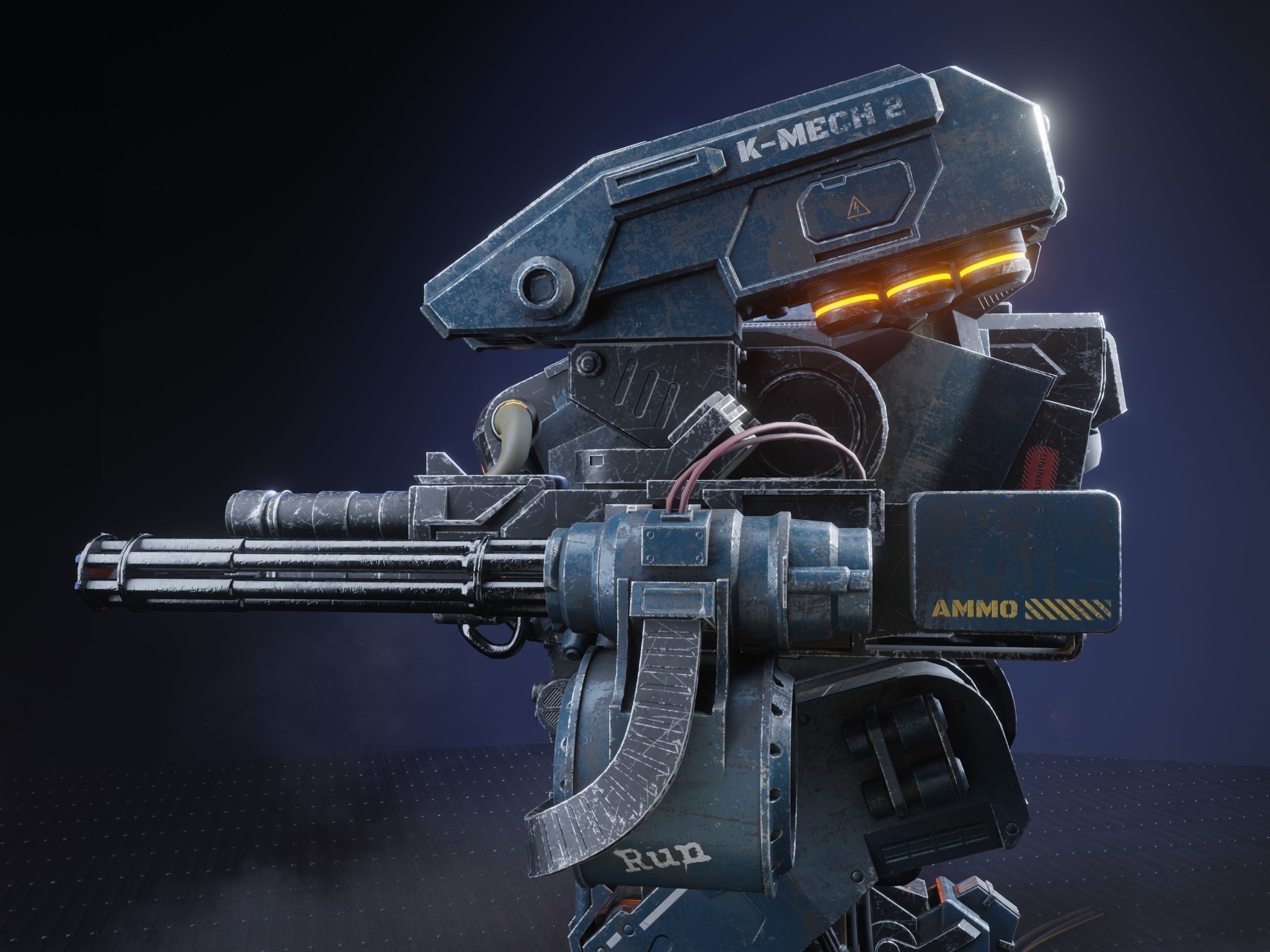 Realistic Mech in military style Low-poly 3D model_5