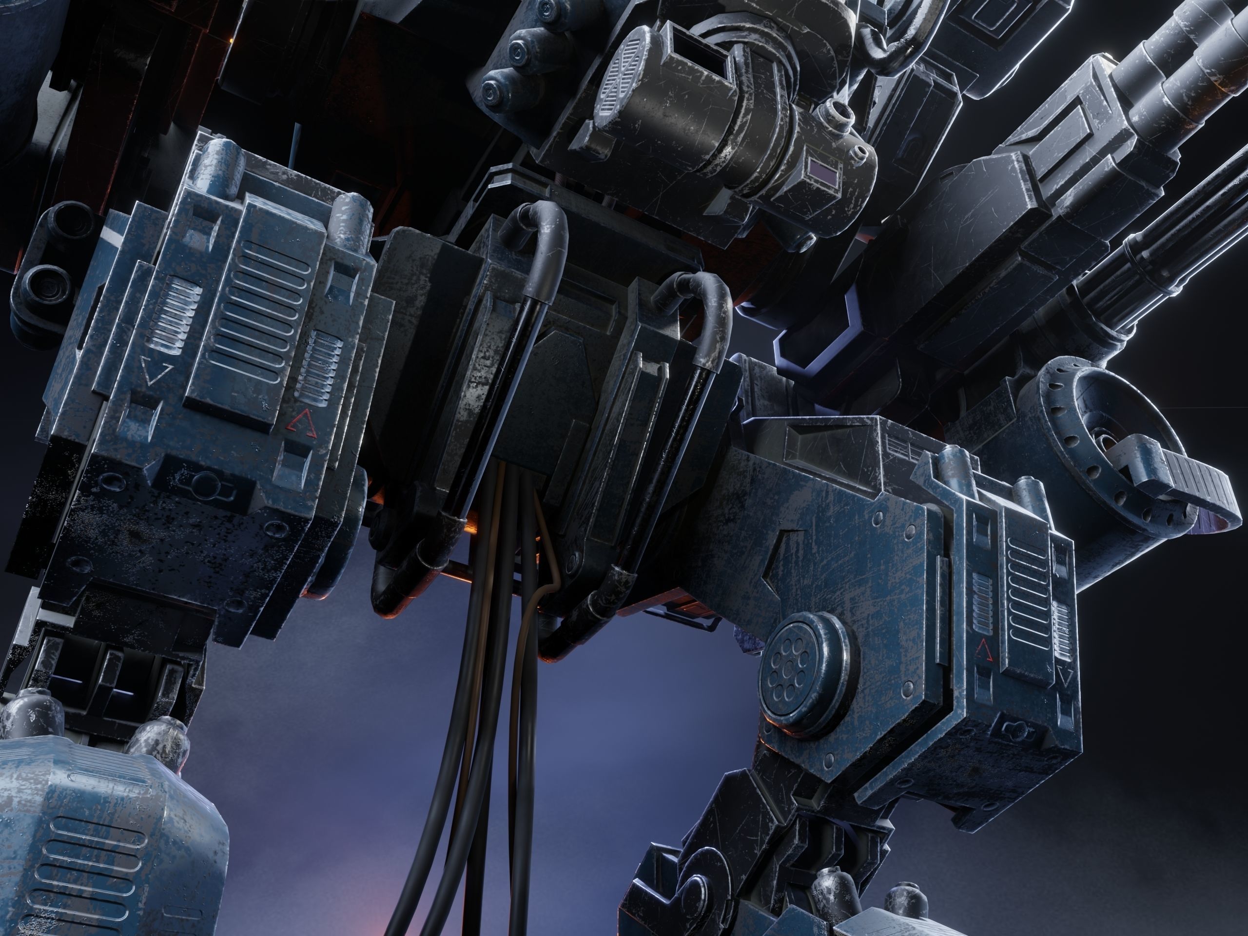 Realistic Mech in military style Low-poly 3D model_20