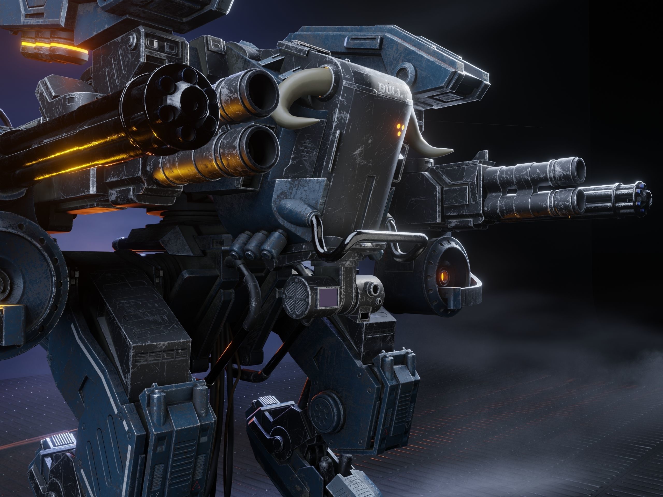 Realistic Mech in military style Low-poly 3D model_19