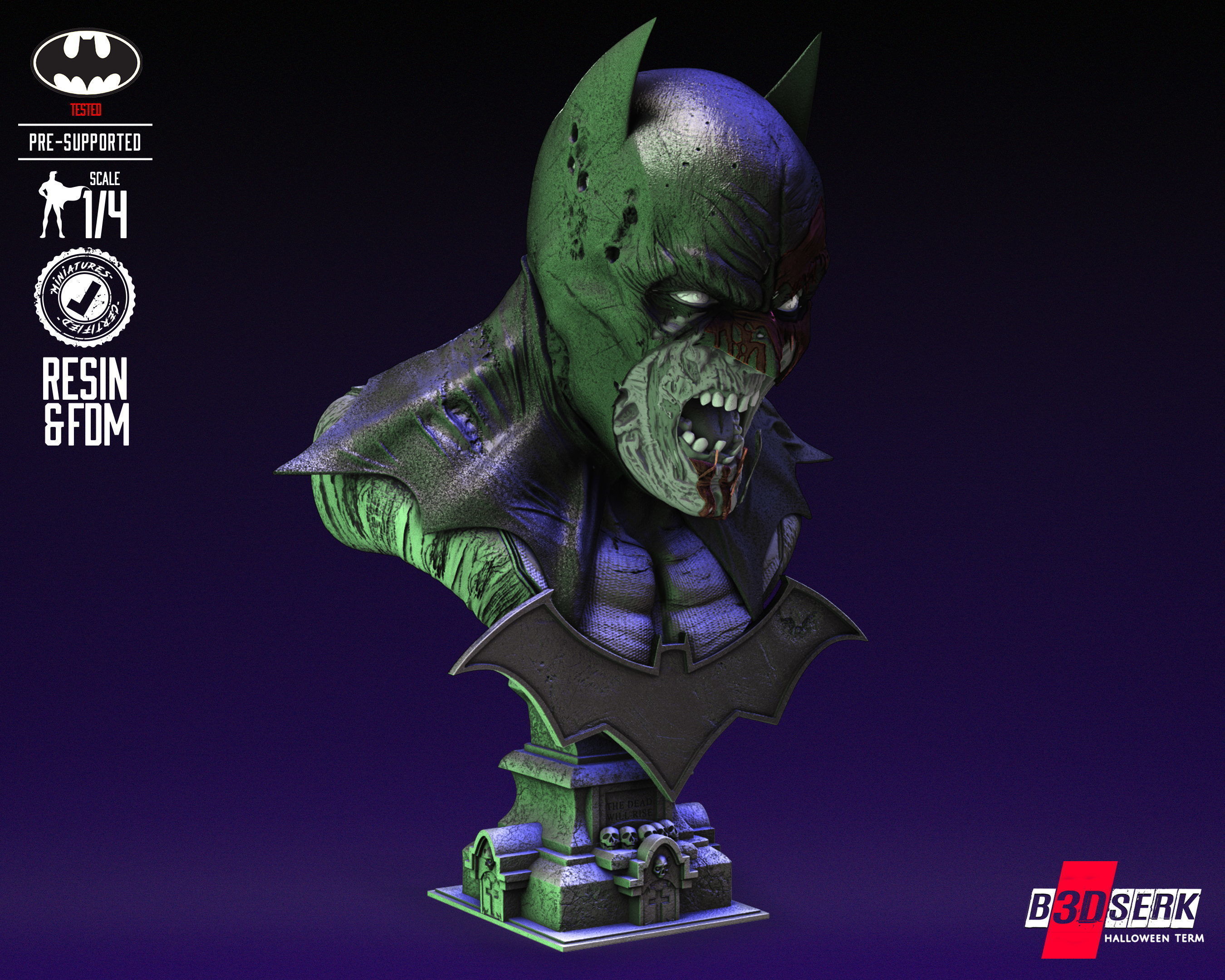 B3DSERK Batman Zombie Bust Tested for 3D printing 3D print model_18