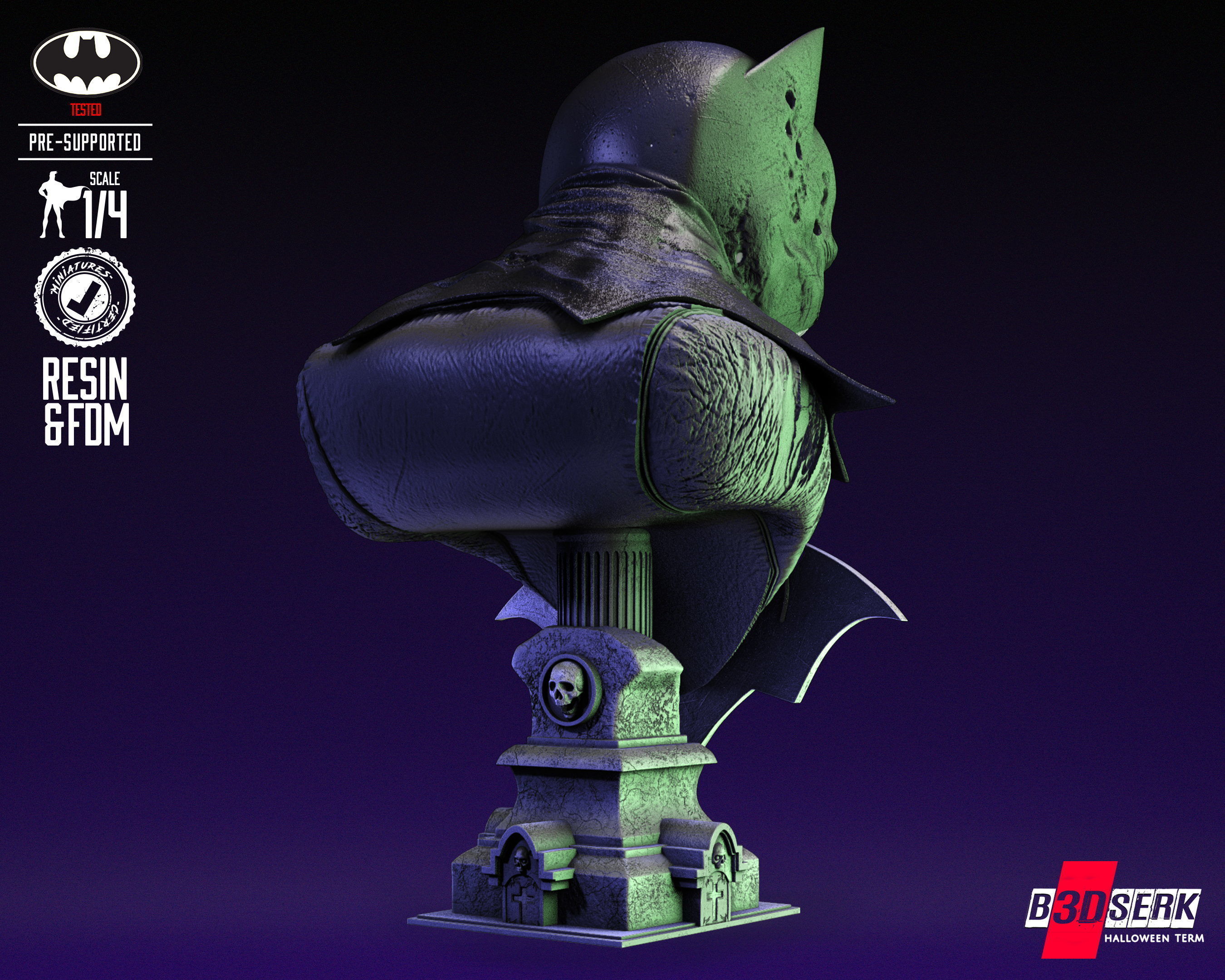 B3DSERK Batman Zombie Bust Tested for 3D printing 3D print model_11