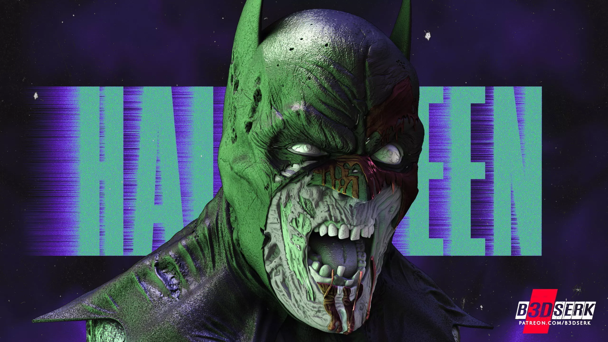 B3DSERK Batman Zombie Bust Tested for 3D printing 3D print model_0
