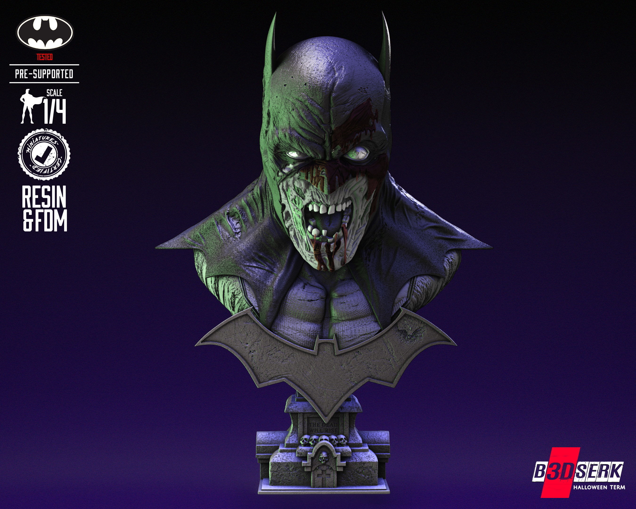 B3DSERK Batman Zombie Bust Tested for 3D printing 3D print model_9