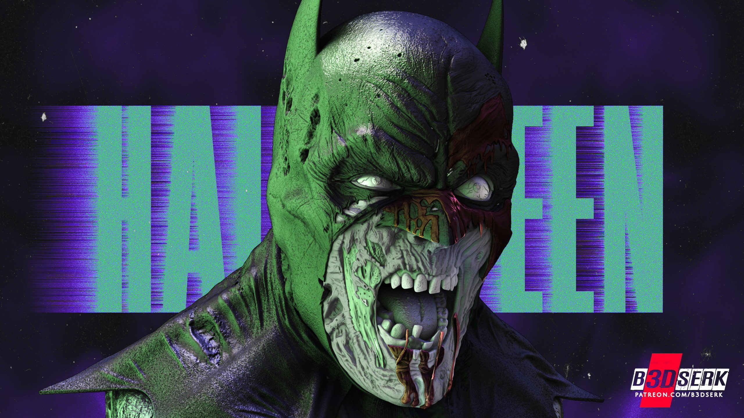 B3DSERK Batman Zombie Bust Tested for 3D printing 3D print model_3