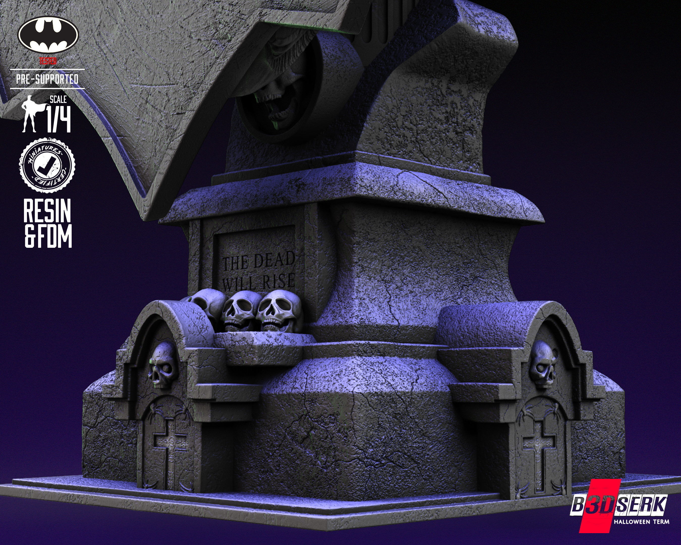 B3DSERK Batman Zombie Bust Tested for 3D printing 3D print model_37