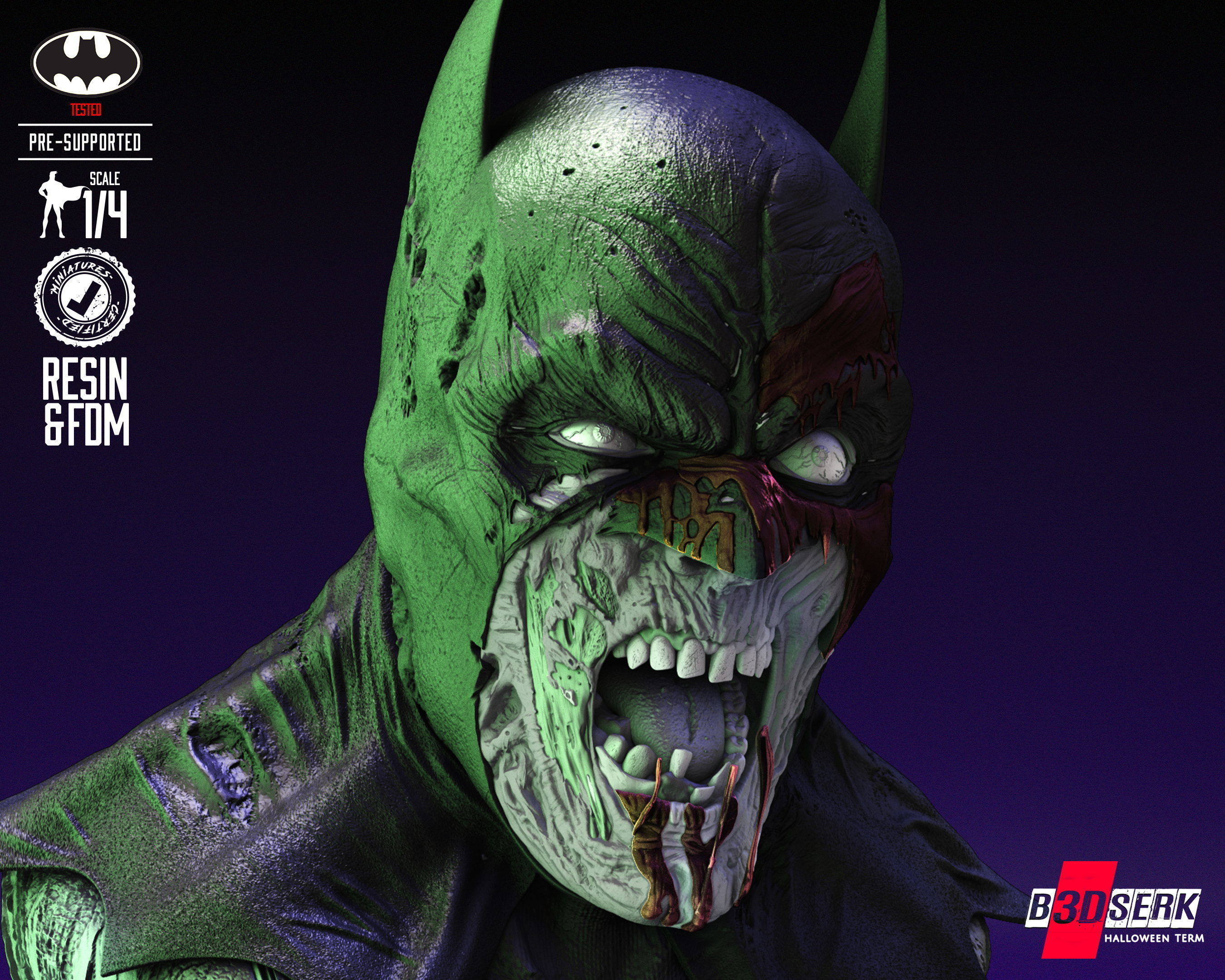 B3DSERK Batman Zombie Bust Tested for 3D printing 3D print model_28