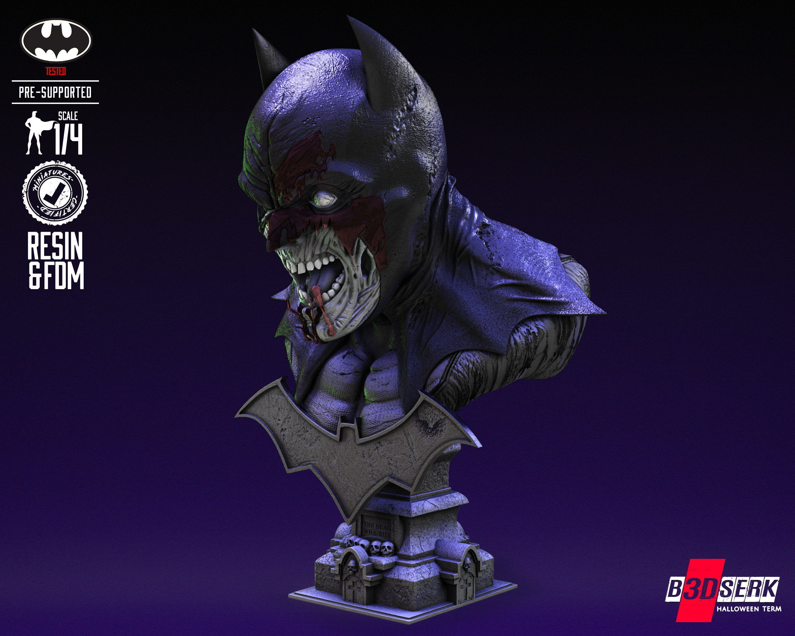 B3DSERK Batman Zombie Bust Tested for 3D printing 3D print model_23