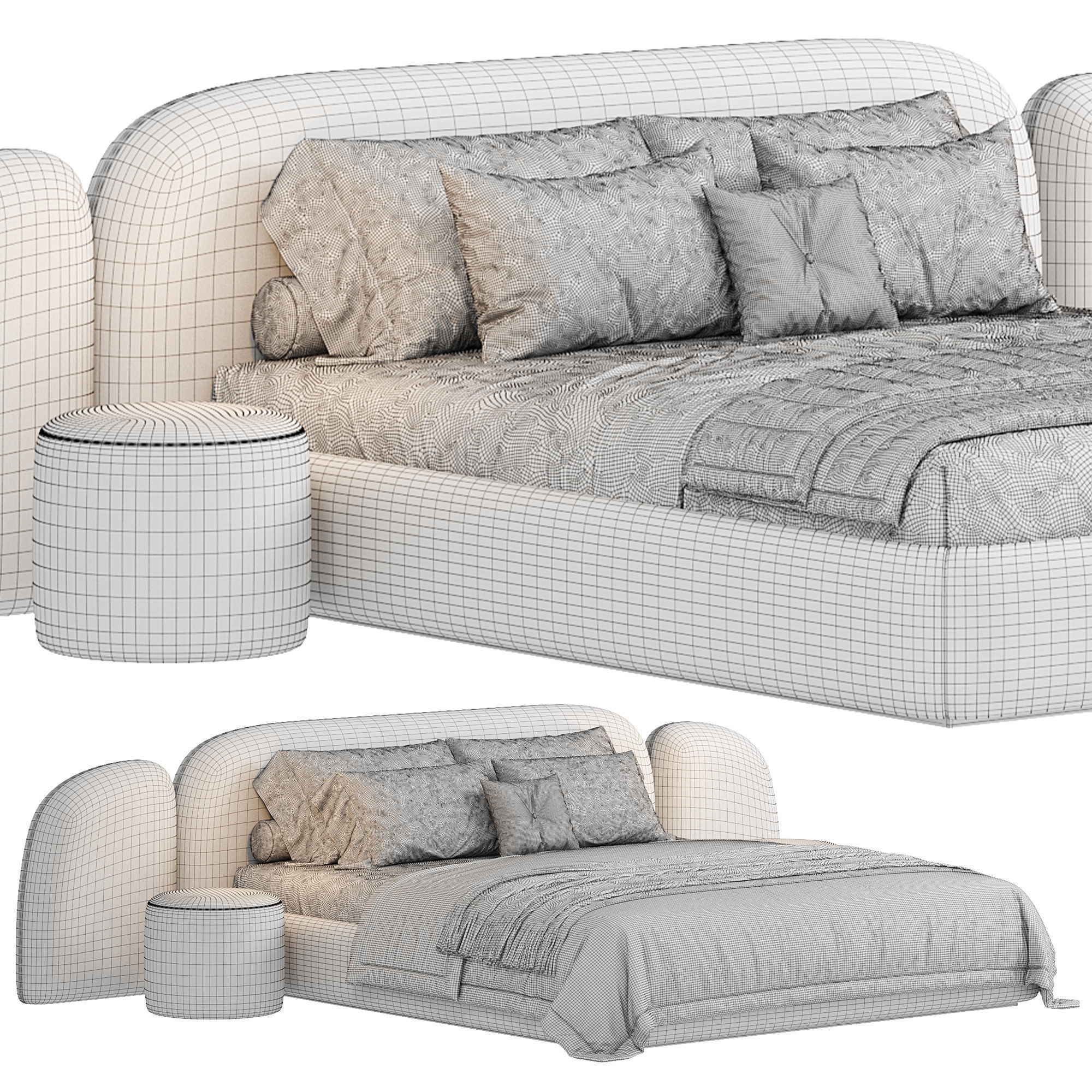 Vao bed Low-poly 3D model_6