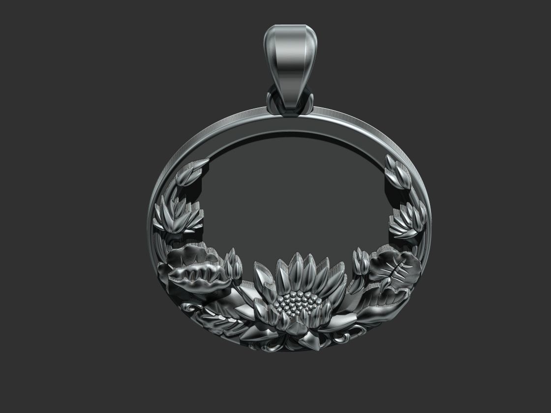 Lotus Flower Pendant 3D print model_7