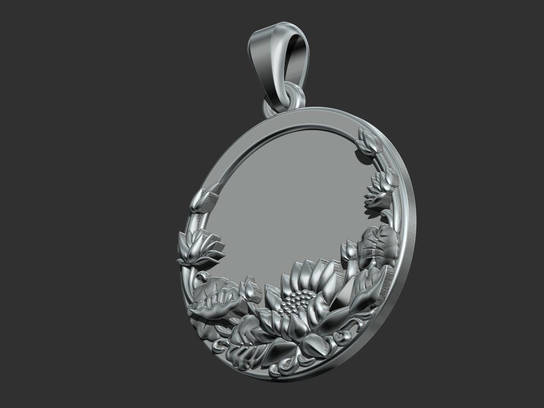 Lotus Flower Pendant 3D print model_8