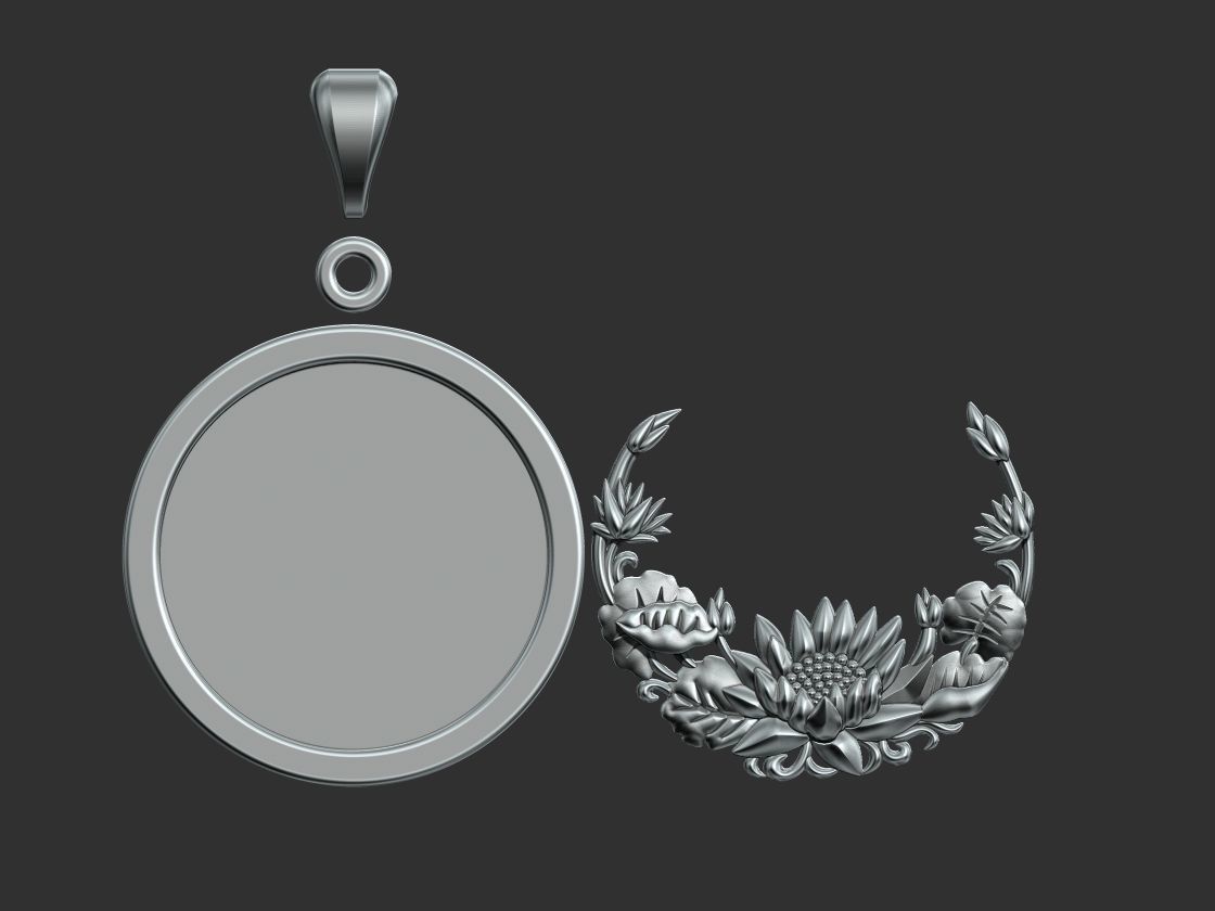 Lotus Flower Pendant 3D print model_3