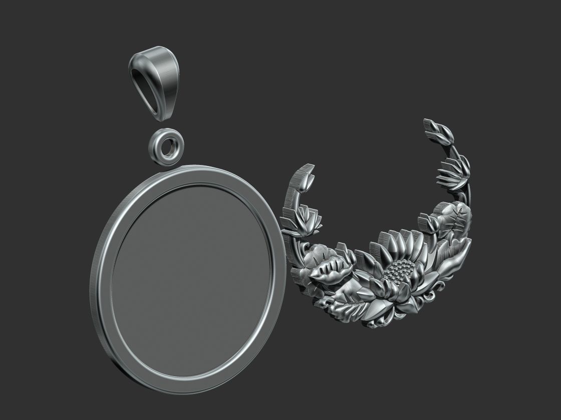 Lotus Flower Pendant 3D print model_5