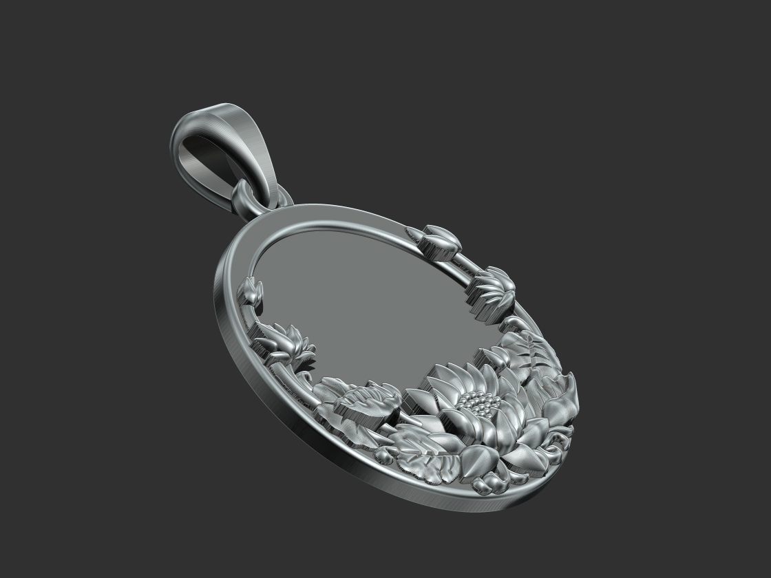 Lotus Flower Pendant 3D print model_9