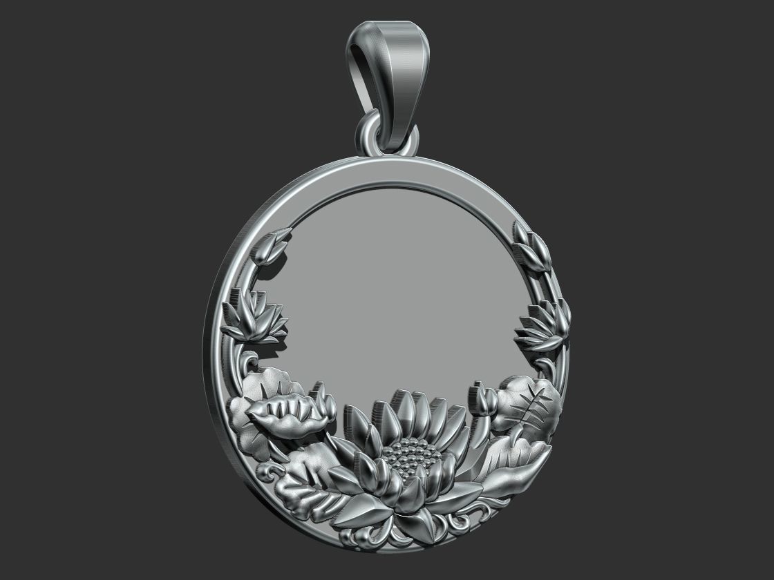 Lotus Flower Pendant 3D print model_1