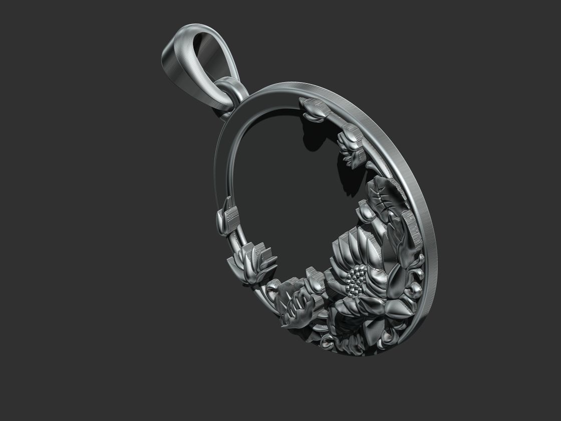 Lotus Flower Pendant 3D print model_11