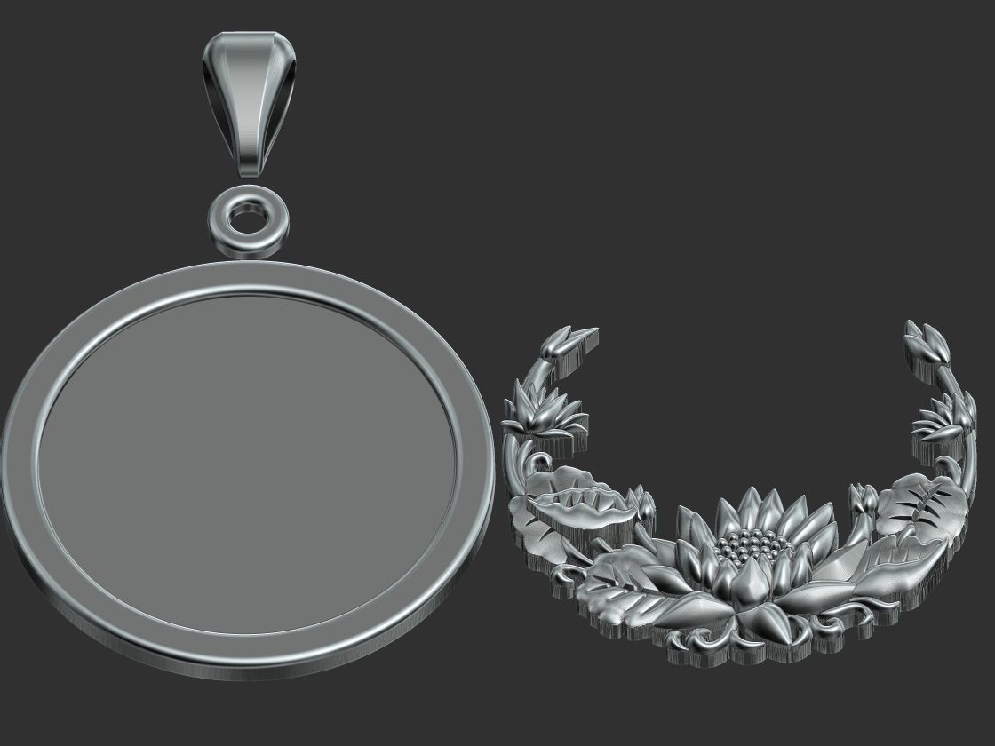 Lotus Flower Pendant 3D print model_4