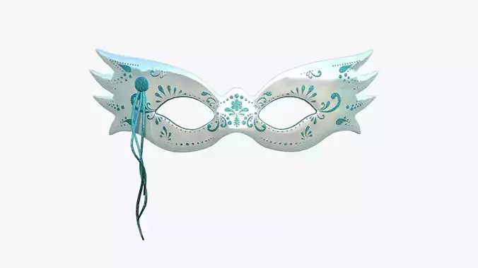 Carnival Mask B10 White Blue - Costume Character Design Low-poly 3D model