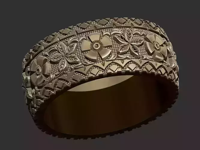 Arabesque Floral Ring 3D print model