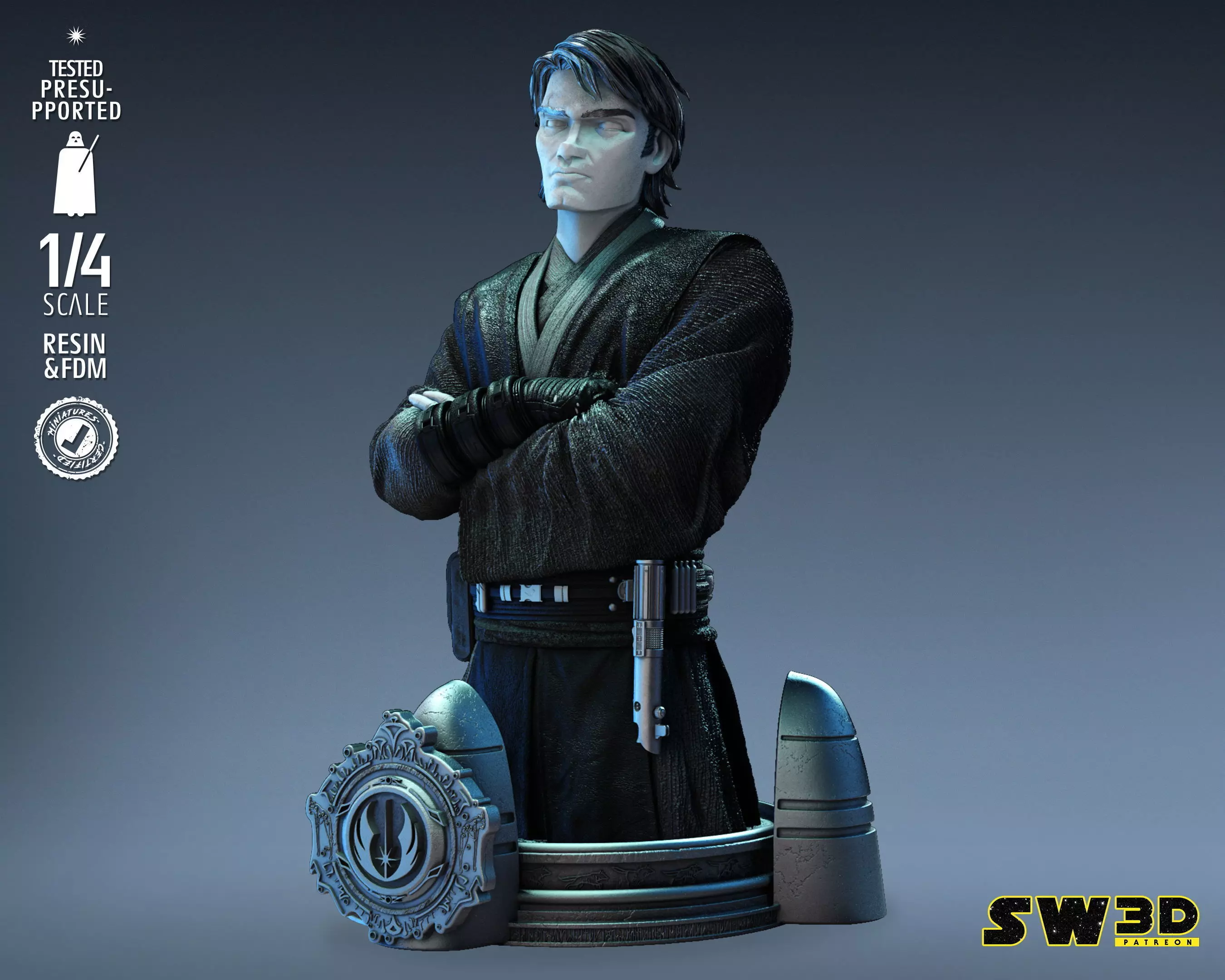 STAR WARS Anakin Skywalker Bust Tested for 3D printing 3D print model