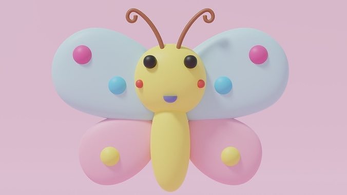 Cartoon Cute Butterfly 2 3D model