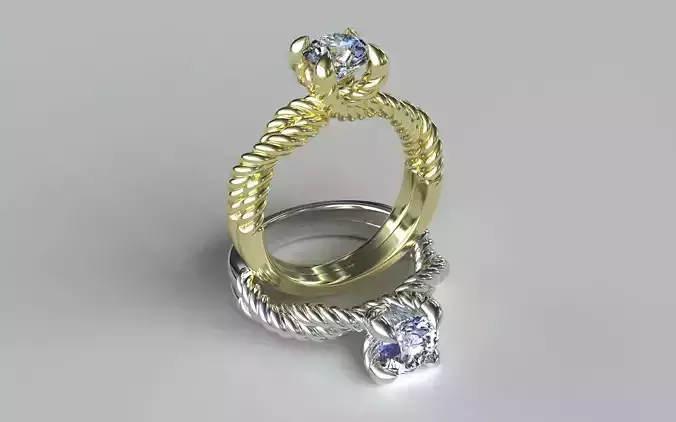 Model009-2  6 5mm - ROPE Engagement Ring