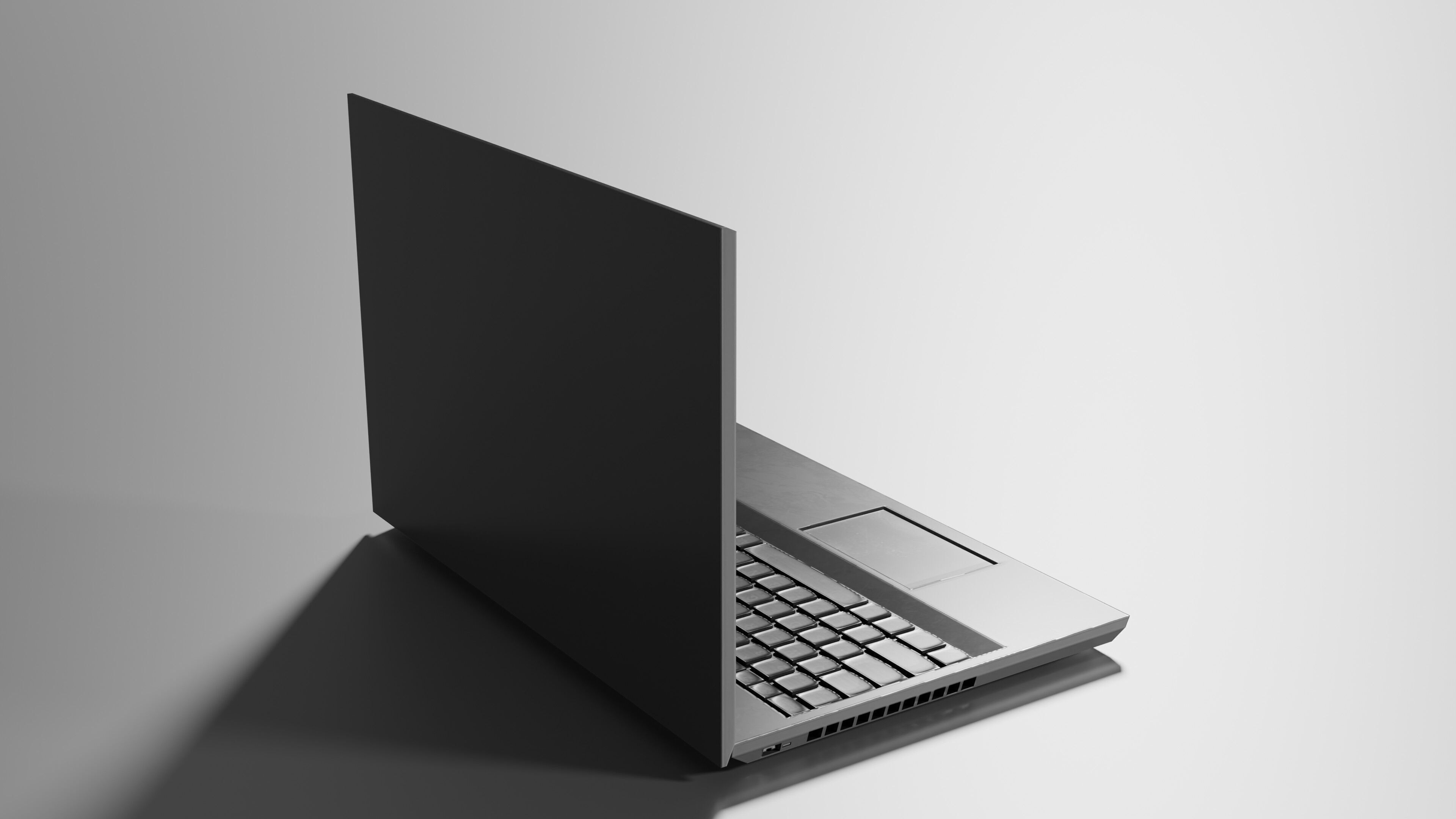 Old Laptop Low-poly 3D model_3