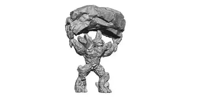 Stone Golem with big rock 3D print model