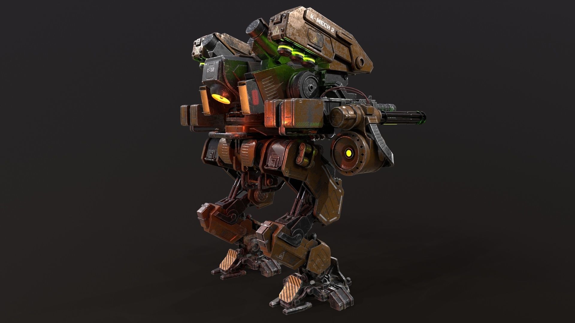 Mech in military style Low-poly 3D model_12